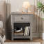 Ensemble de chambre à coucher 3 pièces - Commode à 6 tiroirs et deux tables de chevet à 1 tiroir, gris-631196488
