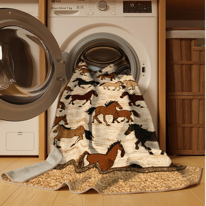  Tapis lavable Farm Horses Farm, Rond 6 pi