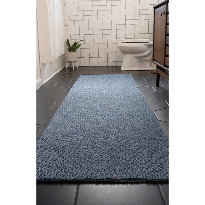 Tapis bleu antidérapant Breneisha, Tapis de couloir 2 pi 3 po x 7 pi 7 po