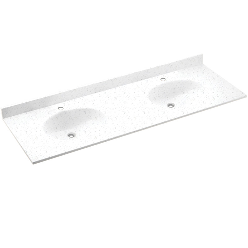 61'' Swanstone Double Bathroom Vanity Top with Sink, White
