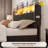  Full Size Headboard Only With Storage, Adjustable Height, Velvet Upholstered Head Board With Led Lights & Charging Station, Modern Freestanding Headboard, Easy Assembly, Black-667575249-667575254