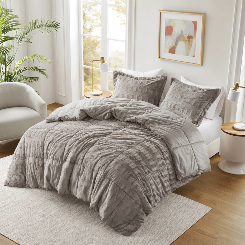 2 pièces d'édredon en fausse fourrure unie simple / simple Xl