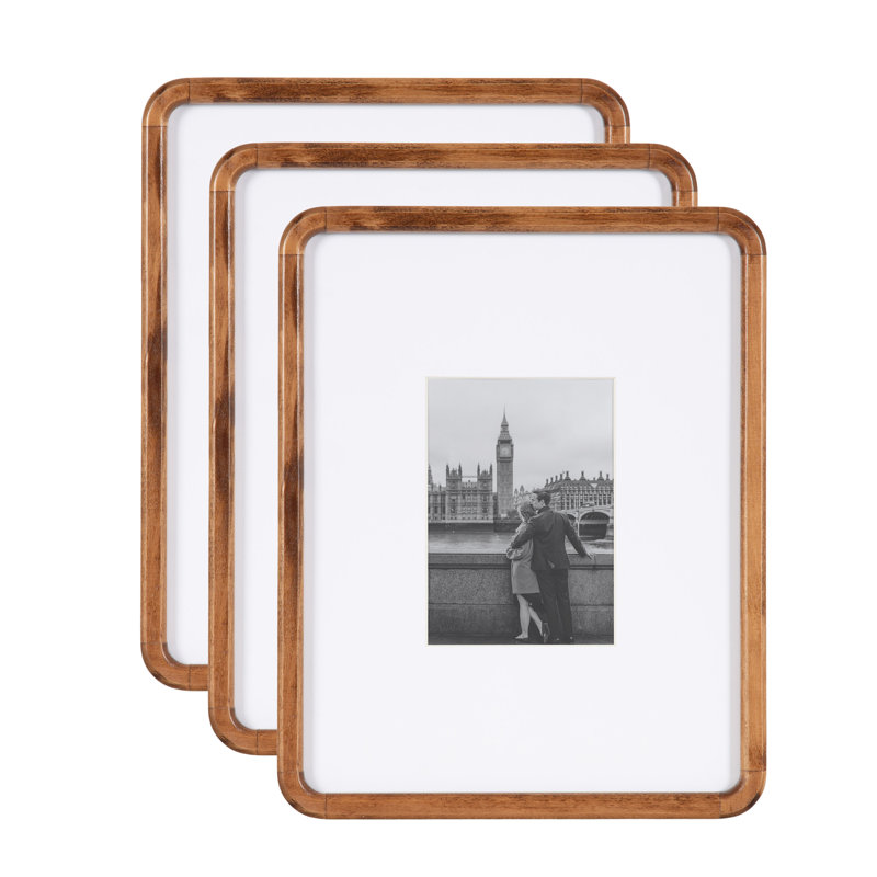 Ensemble de cadres rectangulaires arrondis en bois, L 5 po x H 7 po, Brun