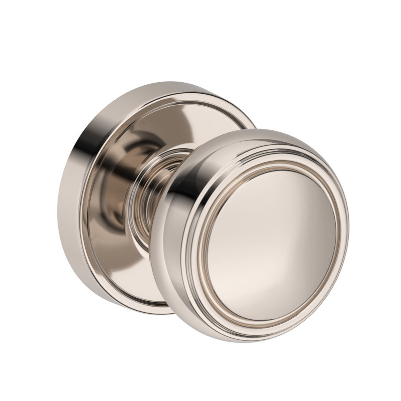Bremerton Half Dummy Knob with Stepped Round Rose in Unlacquered Brass, Lifetime (PVD) Polished Nickel