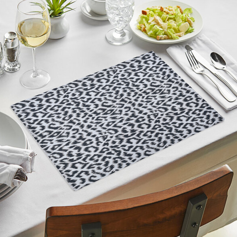 Ensemble de 6 napperons imprimés léopard Leopard, Noir / blanc