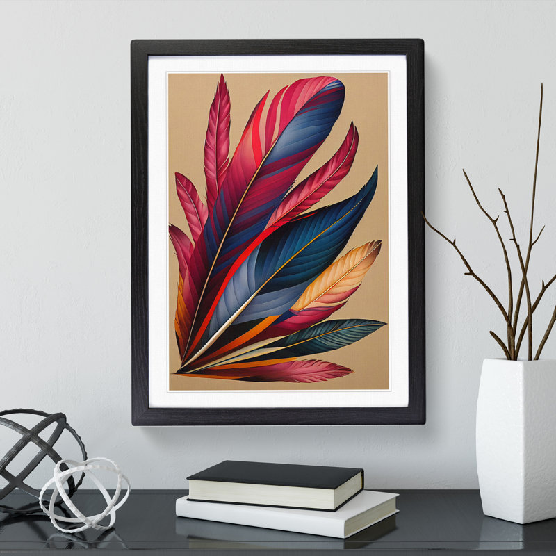 Awe Inspiring Feathers - Single Picture Frame Print, Black Framed, 64cm H x 46cm W x 2cm D