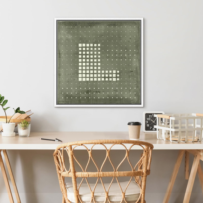 "Abstract Spots Grid", monochrome, pointillé, illustrations modernes, impression sur toile, Blanc, H 24 po x l 24 po