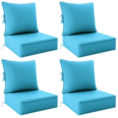 Outdoor 6.5" Thick Deep Seating Cushion Set Water-Resistant & Fade-Resistant Patio Chair Cushions