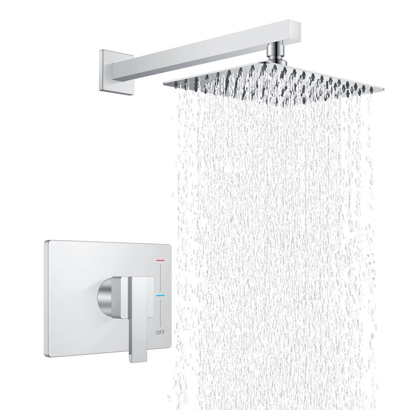 Système de douche carré à fixation murale (robinet de douche inclus), Acier inoxydable