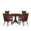 Ensemble de 5 pièces avec table de cuisine ronde avec piédestal et 4 chaises Parson, acajou-2025556187