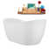 66" Streamline Soaking Glossy White Freestanding Tub and Tray With Internal Drain