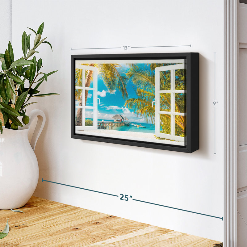 Plage «Faux Window Scene Wall Art», H 9 po x l 13 po