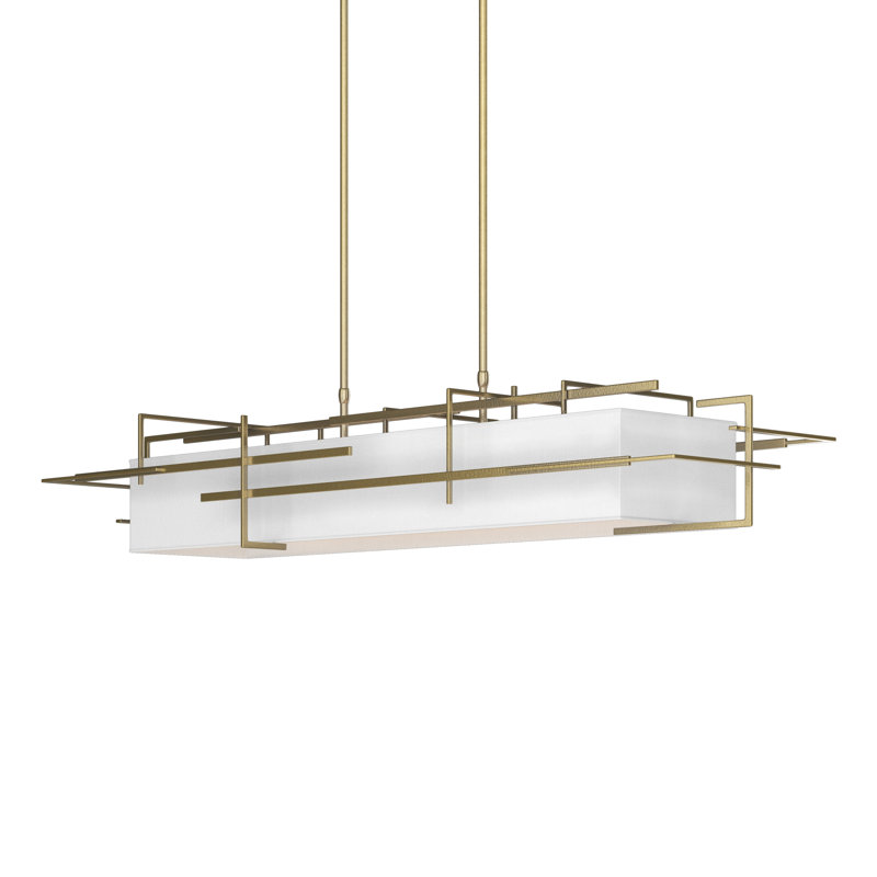 4 - Light Kitchen Island Linear Pendant, Modern Brass, Natural Anna