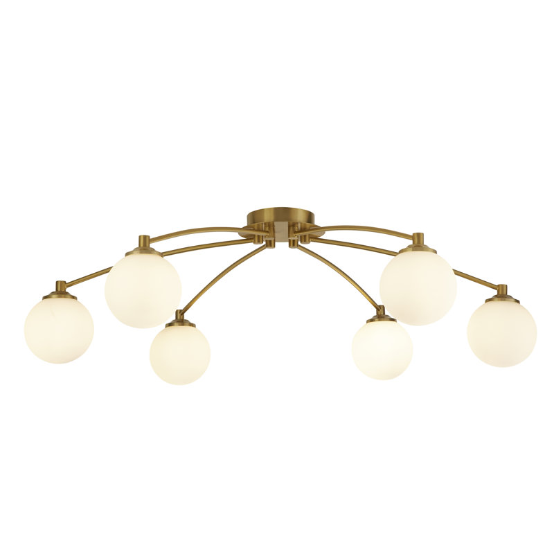 Saunderton Flush Mount, White, Gold