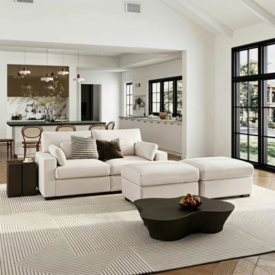 Horizon Line Modular 2 Seats Sofa With 2 Ottomans