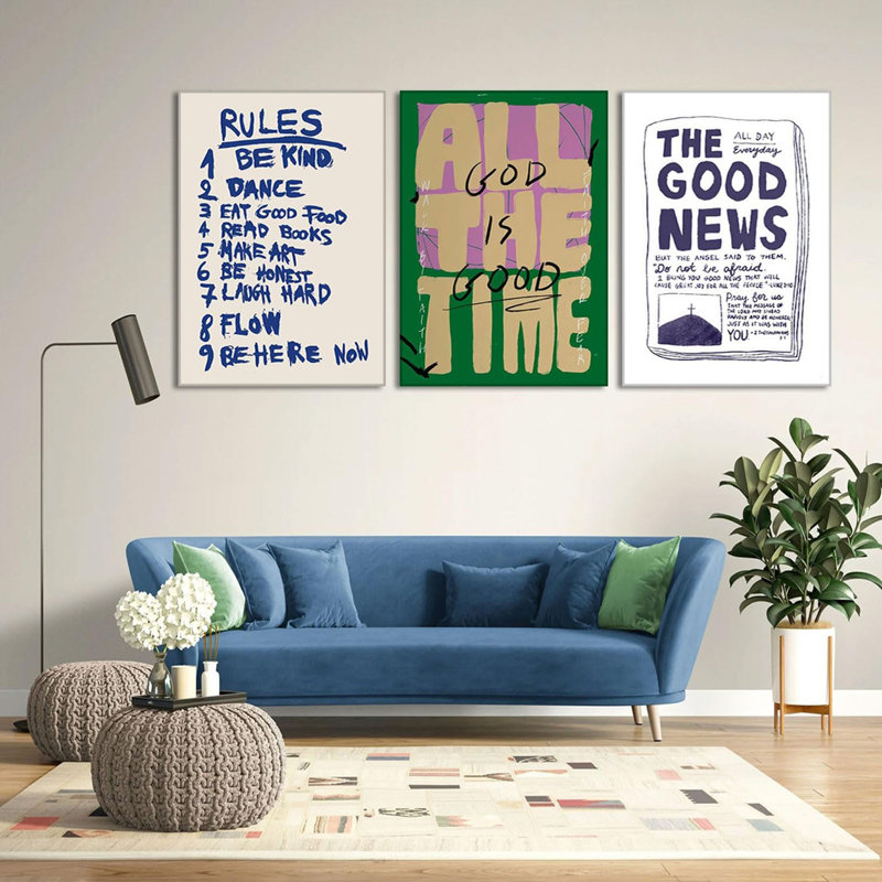 3 Pcs Christian Motivational Rules Quotes Canvas Wall Art God Is Good Bible Wall Decor Pictures Inspiring Aesthetic Painting Religious Faith Poster Prints For Prayer Room Office Home Decoration