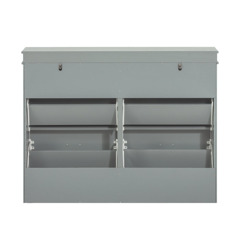Moriah 16 Pair Shoe Storage Bench, Grey