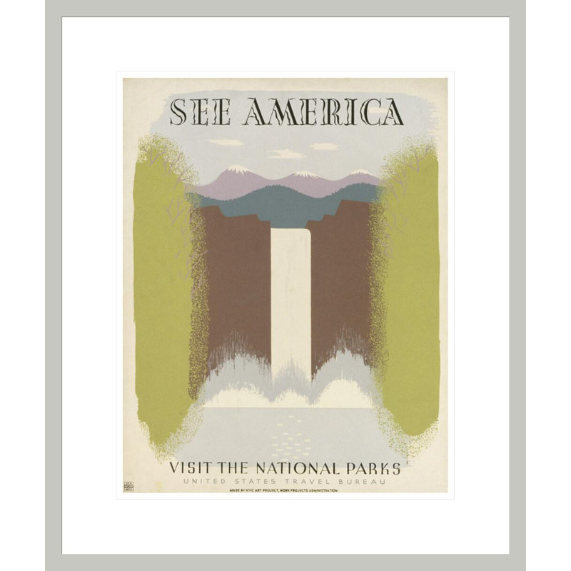 «See America Visitez les parcs nationaux». par Harry Herzog - Impression giclée sur cadre, 21.06" H x 17.75" W