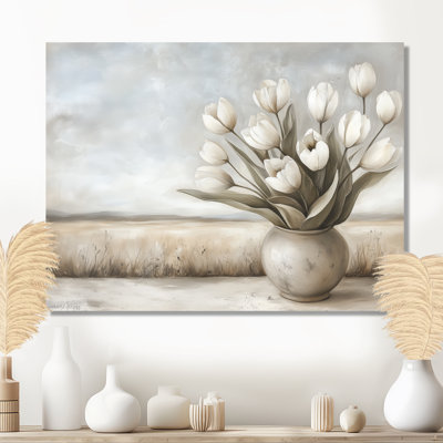 Whispering White Tulips - Blooms Wall Decor, Metal Print