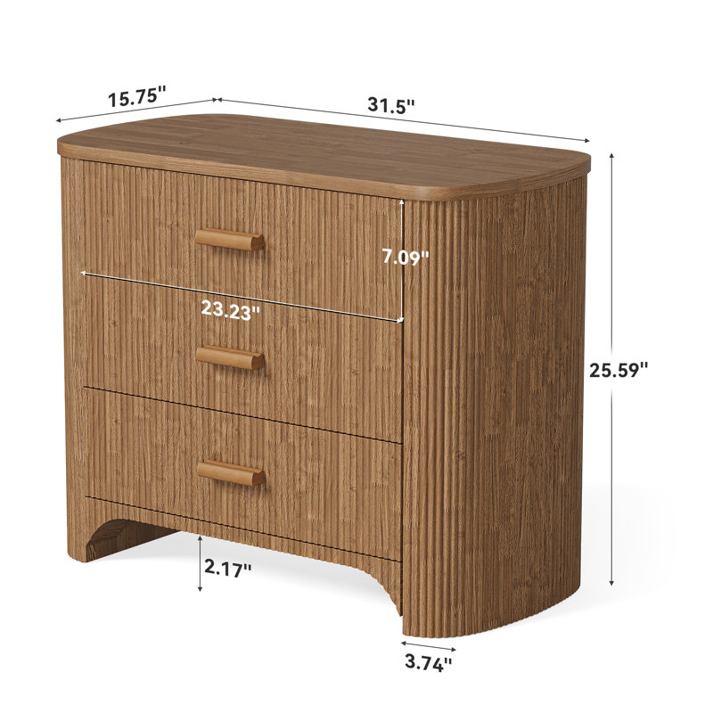80cm W Bedside Table, Brown