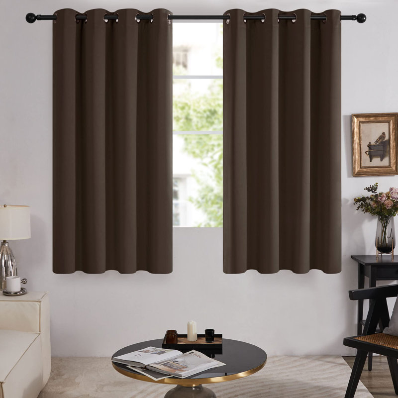 100 Percent Blackout with Liner Grommet Curtain Panel (Set of 4), 42" W x 63" L, Dark Gray