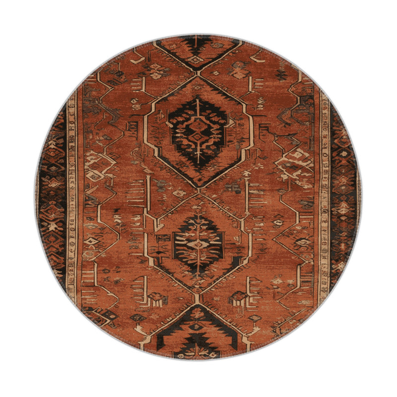 Tapis turc intérieur et extérieur brun, Rond 5 pi