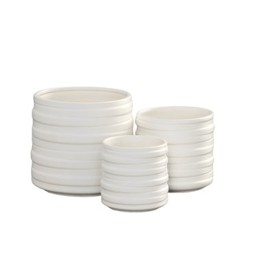 Vase rond en céramique blanc mat