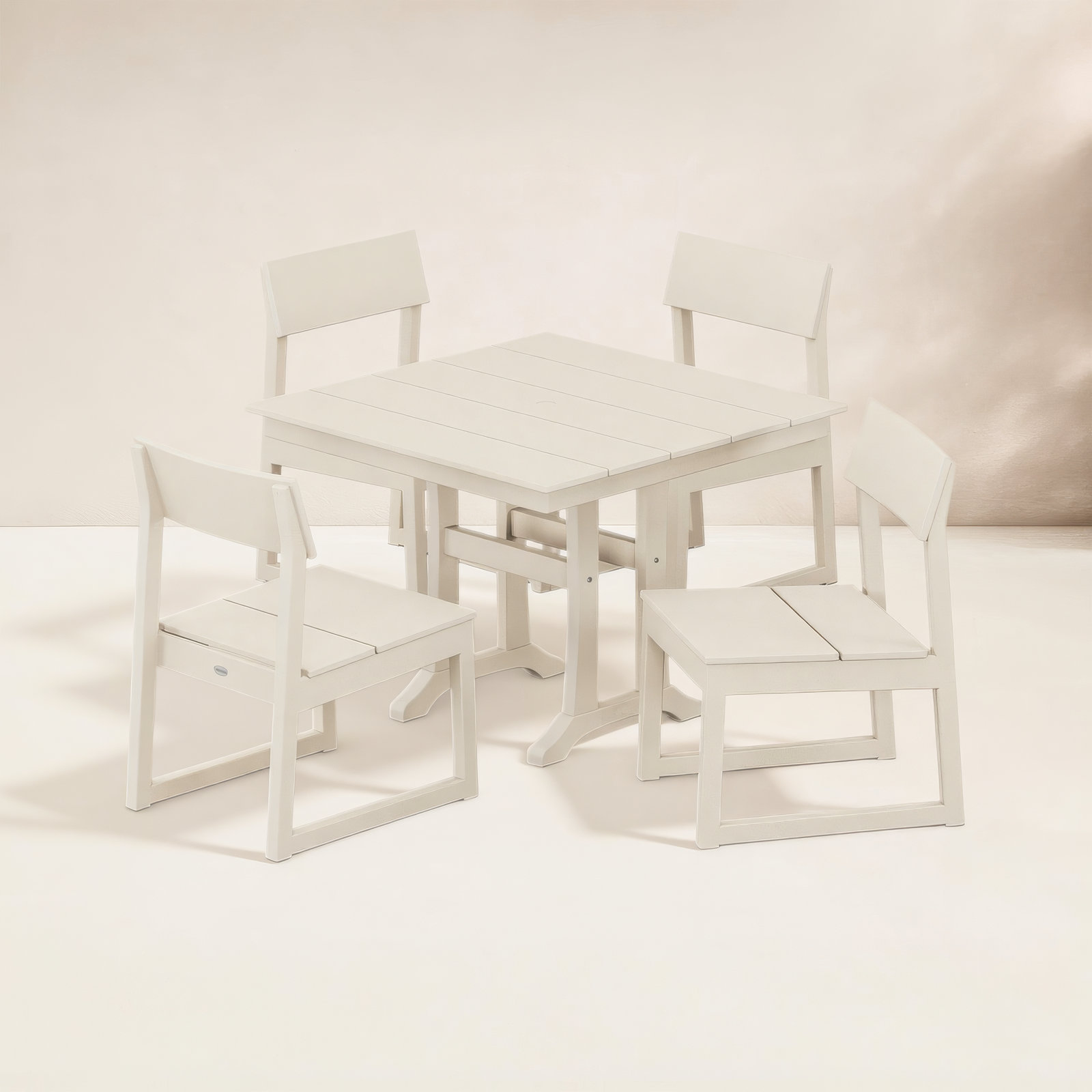 POLYWOOD® Edge 38" Patio Dining Set, Sand