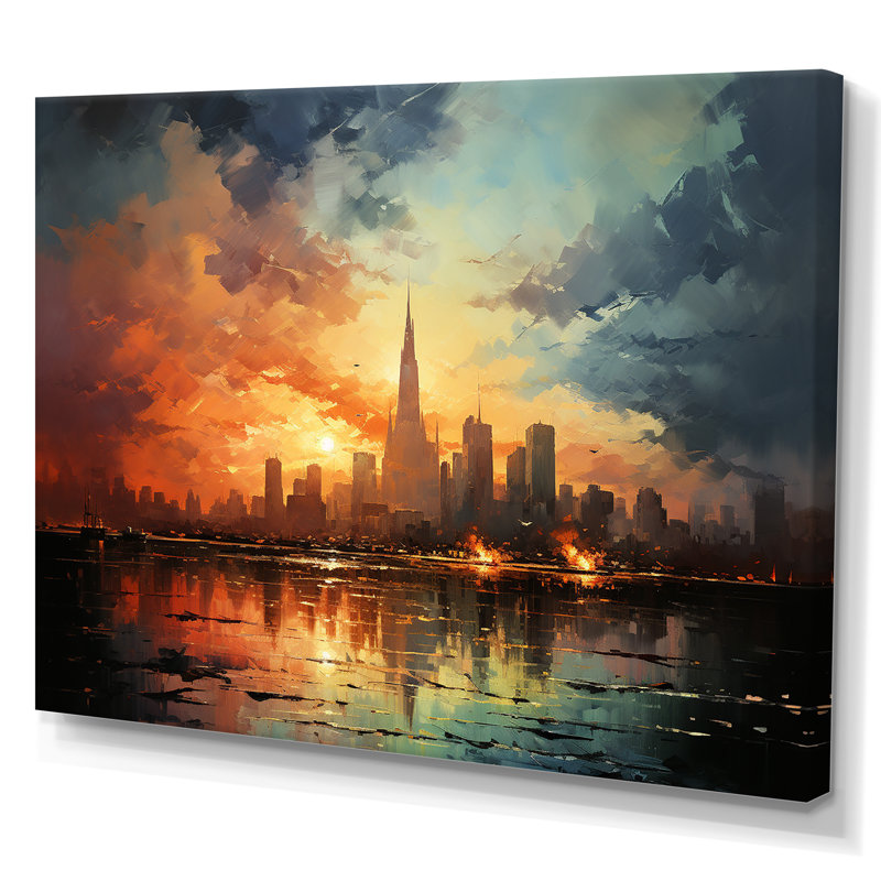 Modernisme urbain sur toile, Toile tendue, H 34 po x l 44 po x P 1,5 po