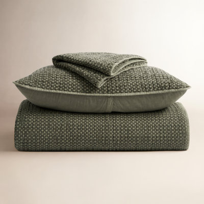 Stonewashed 100% Natural Cotton Waffle Quilt Set