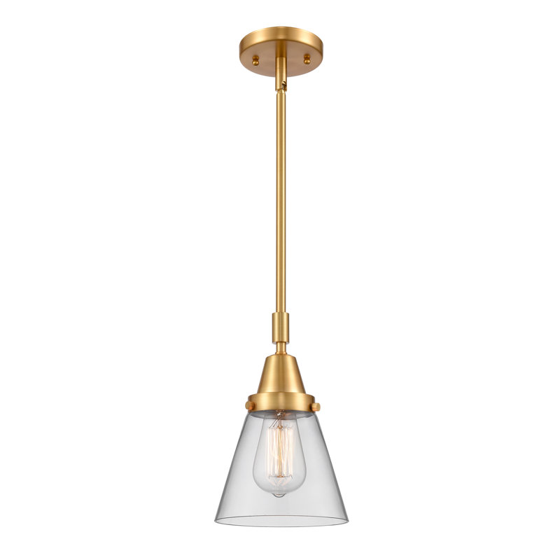 Ashwath 1-Light Cone Pendant, Clear, 42.12" H x 6" W x 6" D, Satin Gold