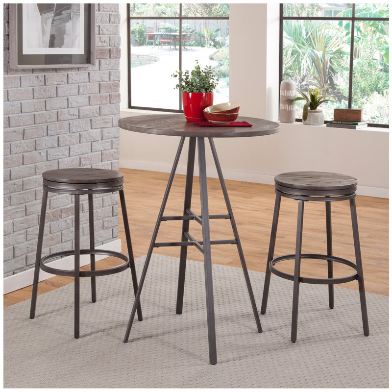 Pelson 2 - Person Four Leg Dining Set, Dark Gray Driftwood/Gray/Dark Driftwood