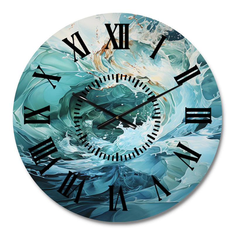 Horloge murale turquoise et blanche, Médium