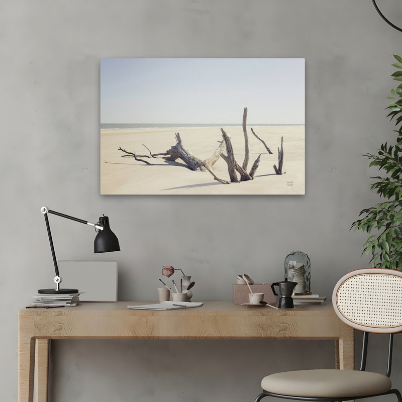 Georgia Driftwood I Coastal Blue Grey White Beach Brown, H 24 po x l 16 po