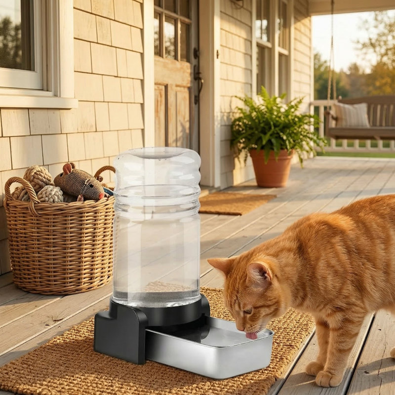 Distributeur d'eau pour chien de 2,3 gallons / 8,6 L avec bol en acier inoxydable, bol à gravité automatique pour chiens de taille moyenne / grande, comprenant 3 filtres