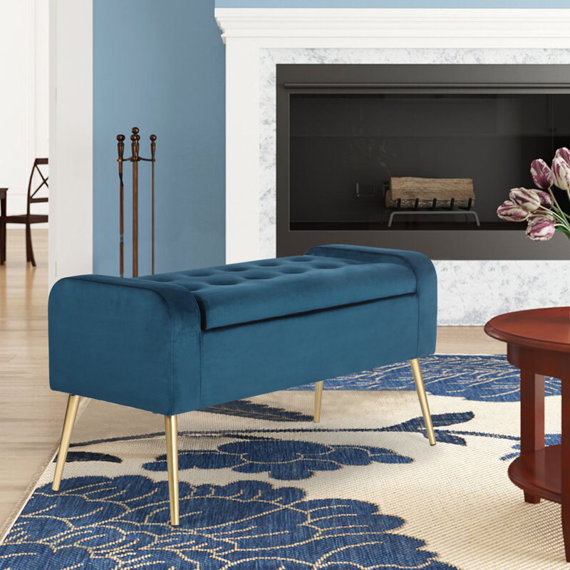 Banc de rangement rembourré Gigel, Bleu