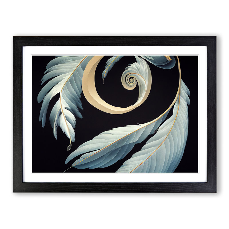 Pleasing Bird Feathers - Single Picture Frame Print, Black Framed, 25cm H x 34cm W x 2cm D