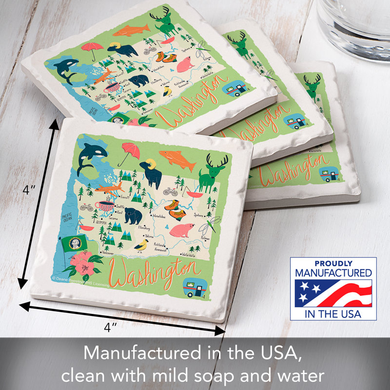 Paquet de 4 sous-verres en pierre de Washington State
