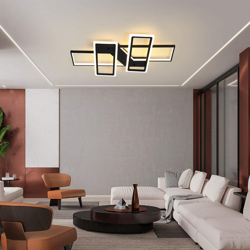 Cheyrl 4 -Light 35.4" Rectangle LED Flush Mount, Black