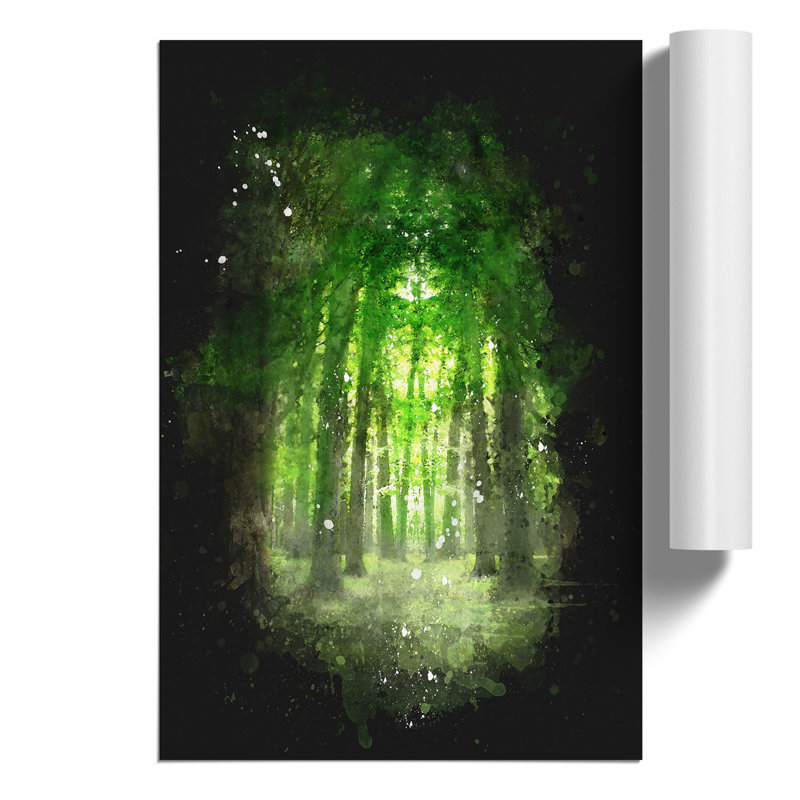 Green Forest Paint Splash - Frameless Print, 30cm H x 21cm W x 0.1cm D