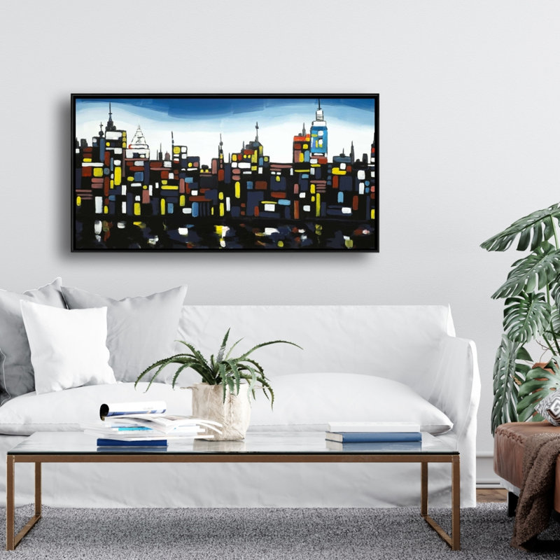 Colorful buildings - 24"x48" Framed canvas