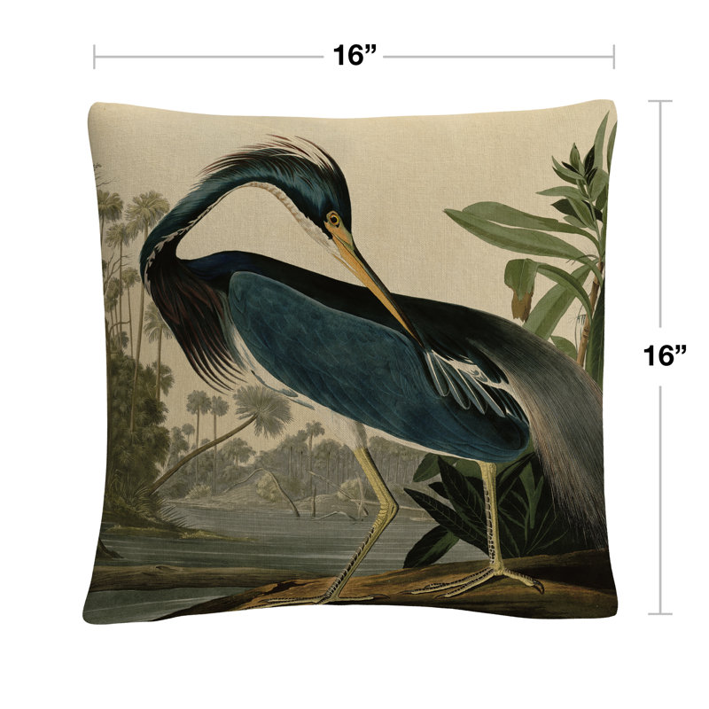 Coussin décoratif 16 x 16 «Louisiana Heron» John James Audubon