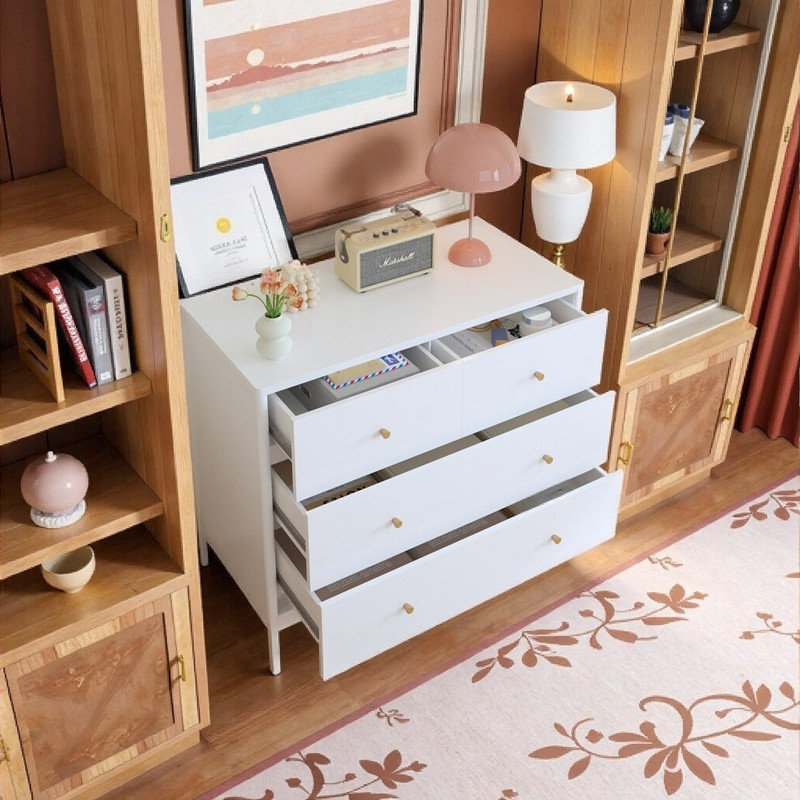 PTalia 35 Inch 4 Drawer Kids Dresser, Wooden Storage Cabinet with Anti Tip Kit for Nursery Bedroom