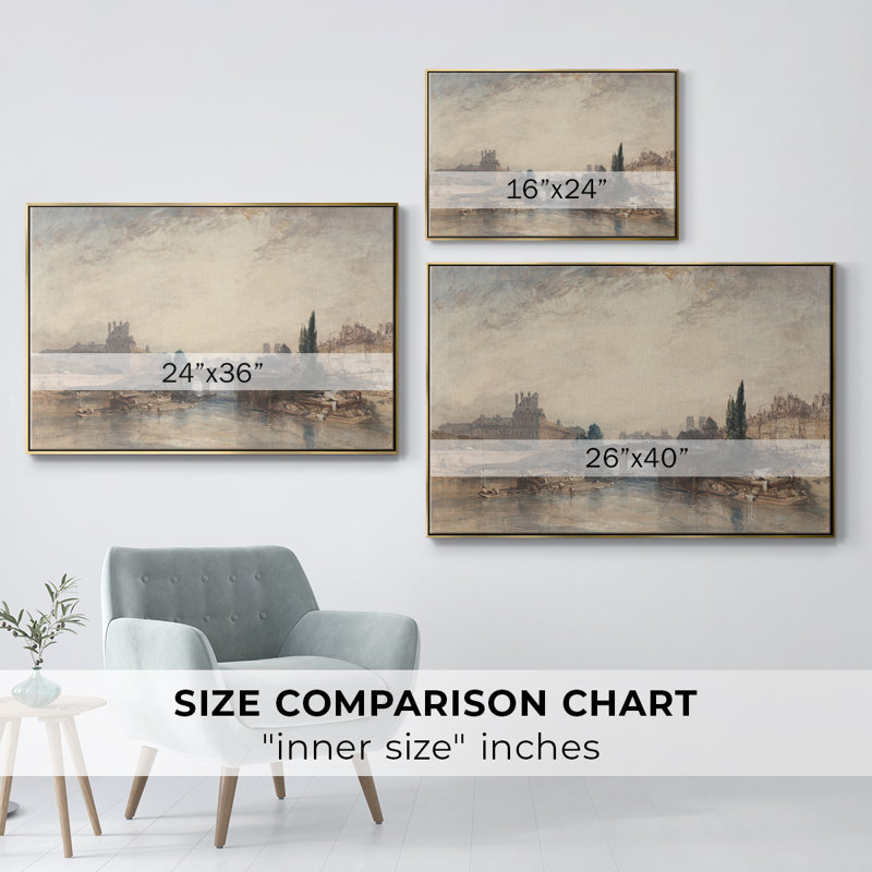 Paysage rétro - CDXL III, Toile avec cadre flottant or, H 17 po x l 25 po x P 2 po