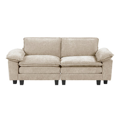 Causeuse de style moderne avec confort moelleux, revêtement en chenille, structure durable et coussins réversibles pour les salons contemporains