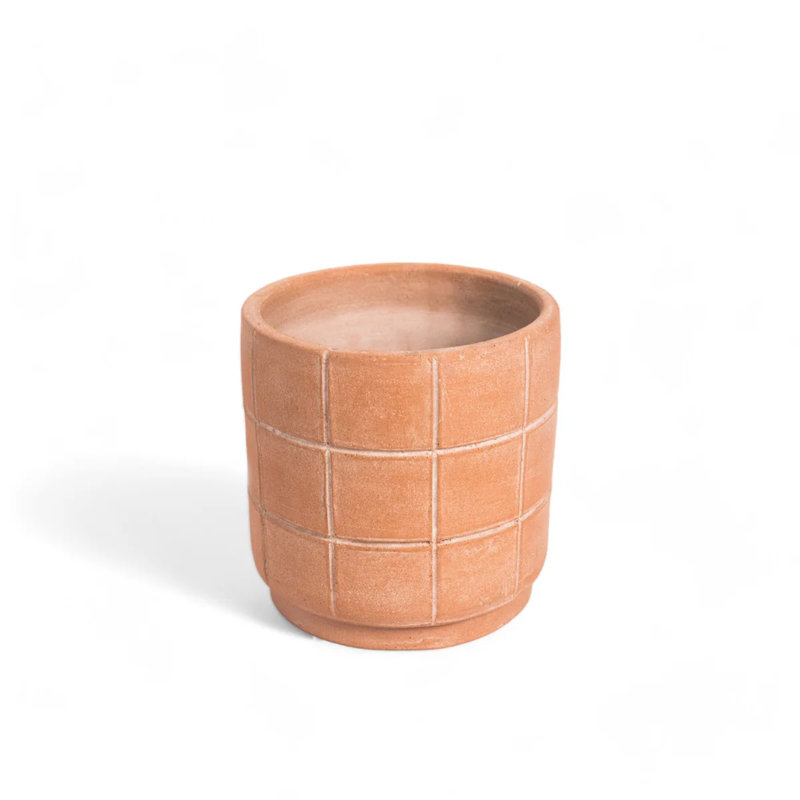 Grid Terracotta Planter Small, 8" H X 8" W X 8" D