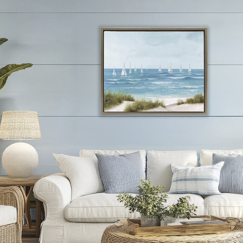 Cadre flottant Sail Sail Seaside, conçu par Lorenzo Collective, H 25 po x l 31 po, Cadre flottant orme Montalcino