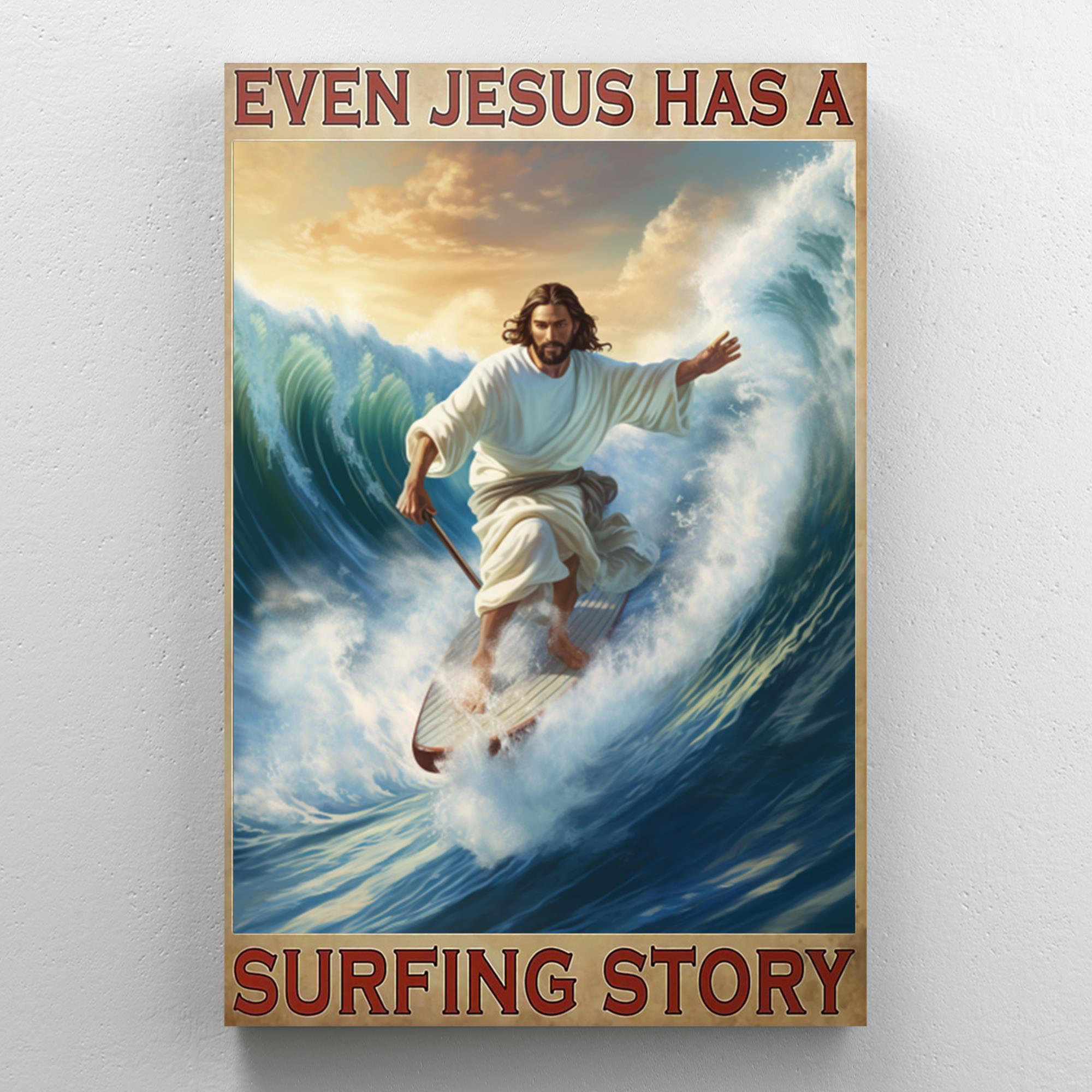 Surfing Jesus Surfing Man's T-Shirt Tee