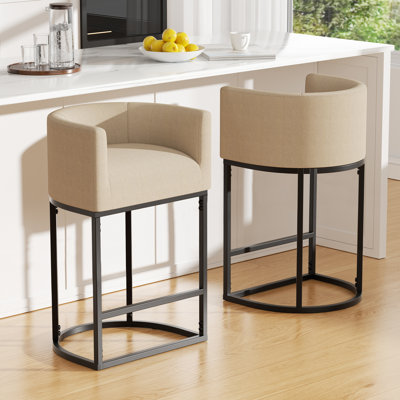 Élégant tabouret de bar avec dossier rembourré et structure en métal noir