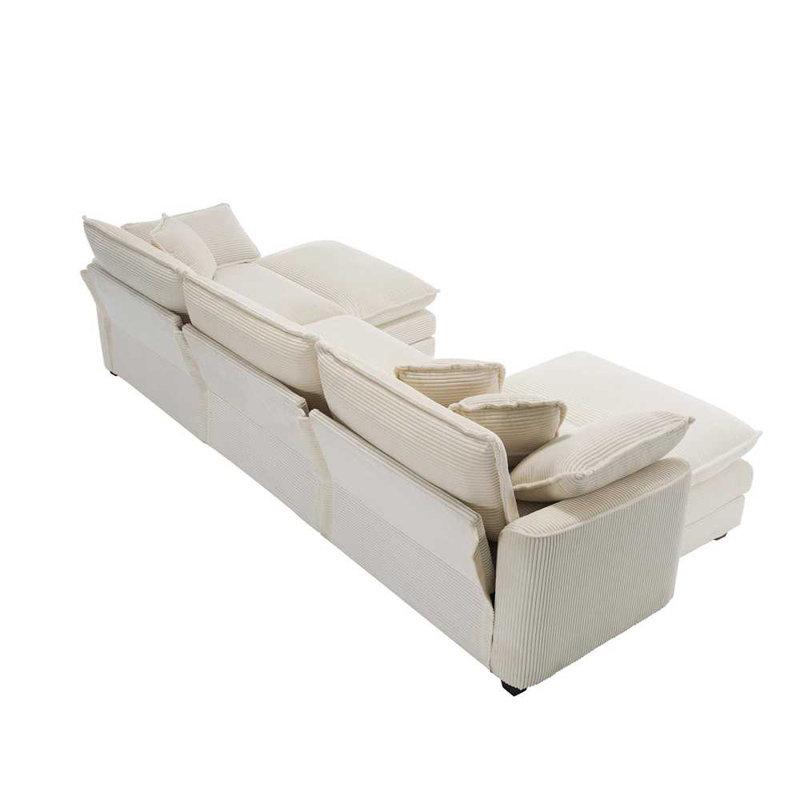 Canapé Ivoire Modern, Velours côtelé beige